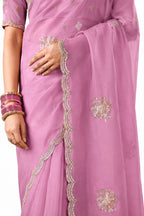 Naksh Creation Lavender Pink Fancy Fabric Saree