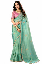Naksh Creation Mint Green Fancy Fabric Saree - Naksh Creation