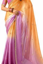 Naksh Creation Ombre Orange and Pink Fancy Fabric Saree