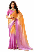 Naksh Creation Ombre Orange and Pink Fancy Fabric Saree