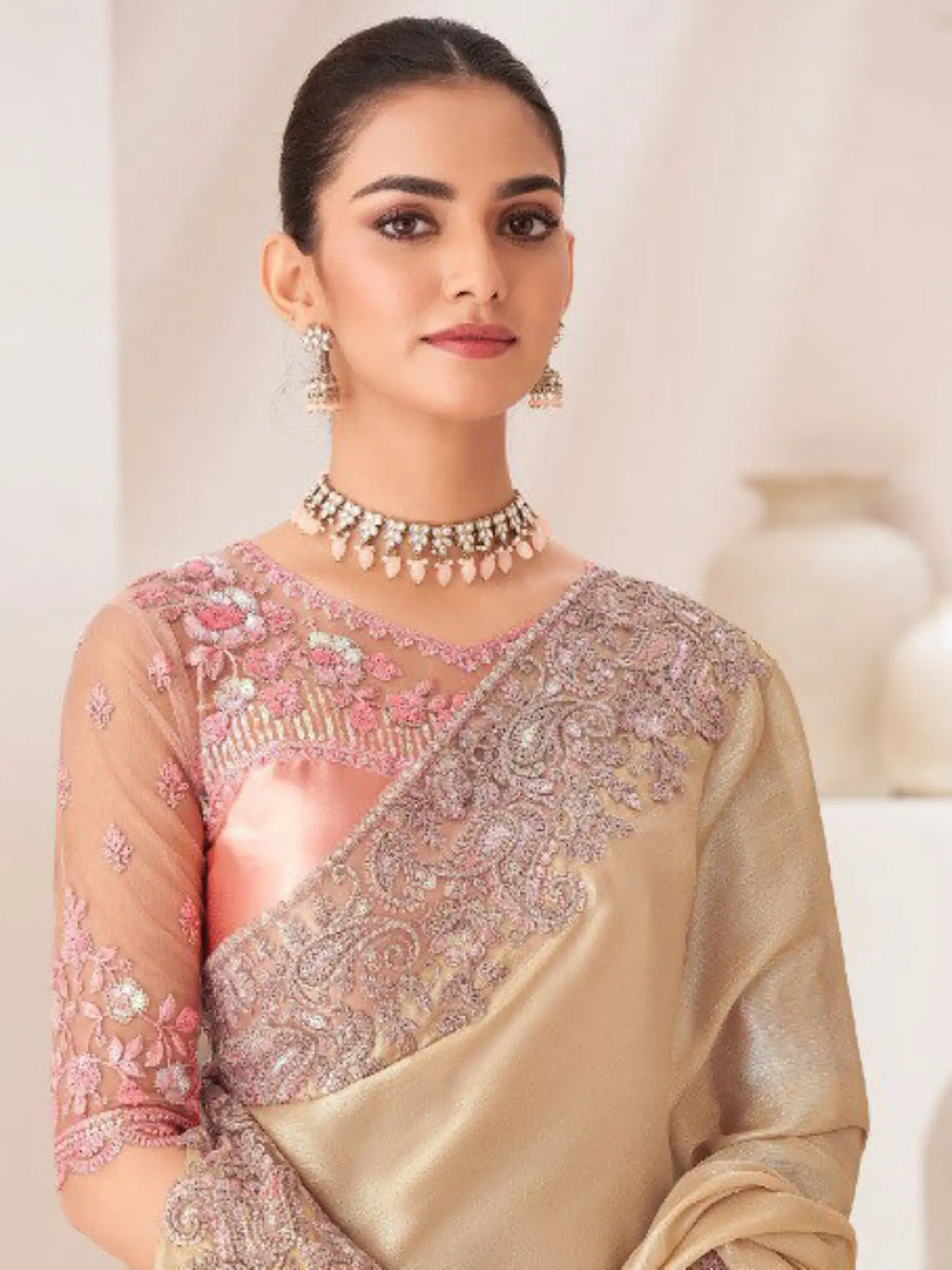 Champagne Saree view 2