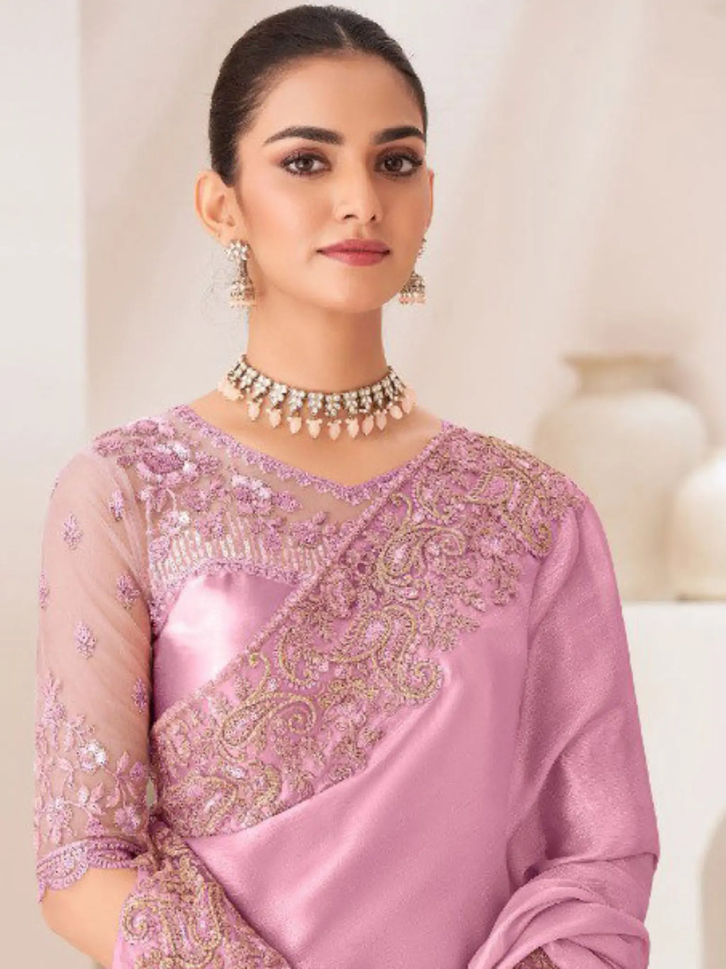 Mauve Saree view 2