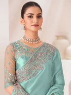Mint Green Saree view 2