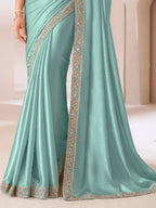 Mint Green Saree view 3