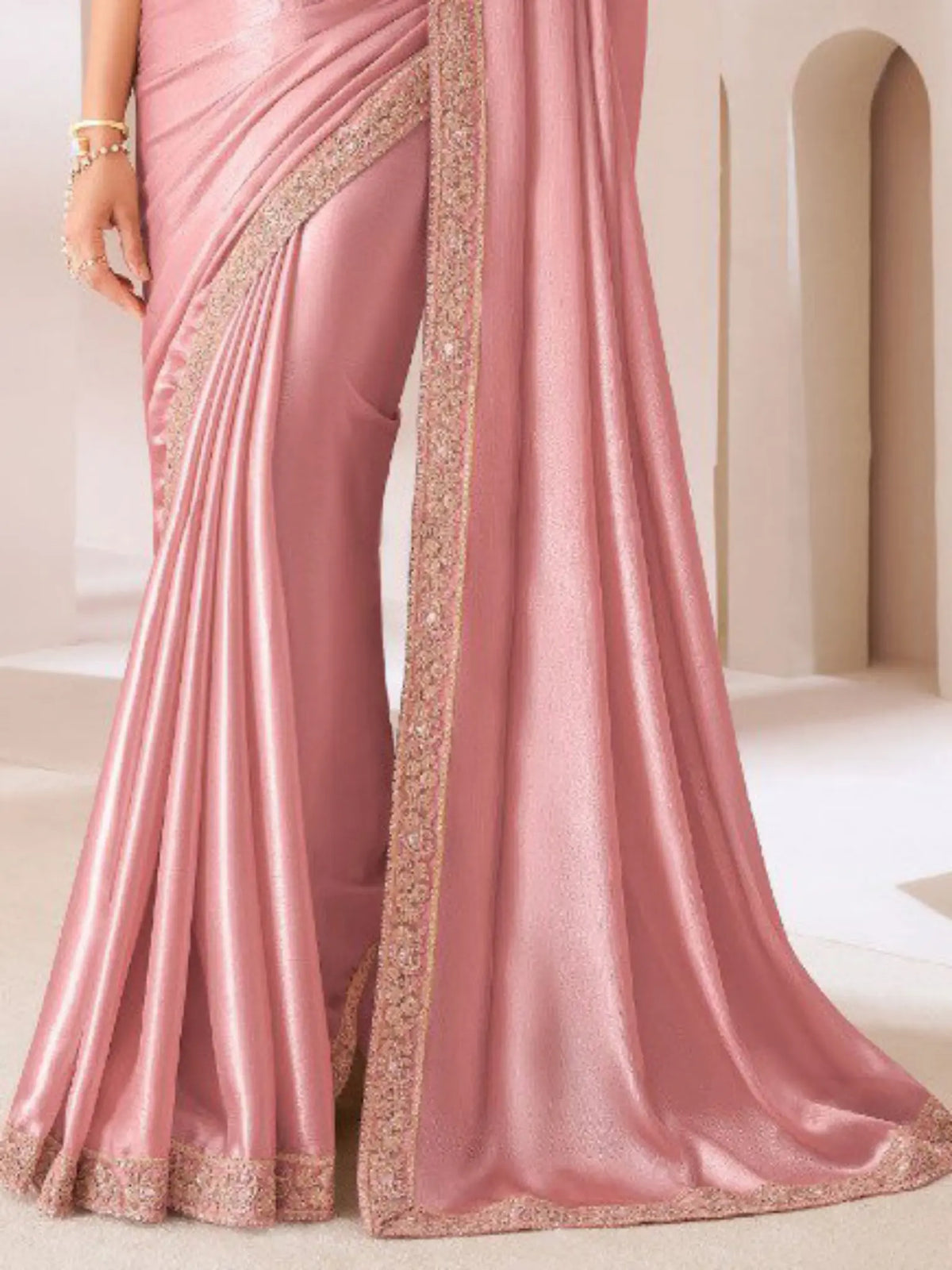 Peach Saree view 3
