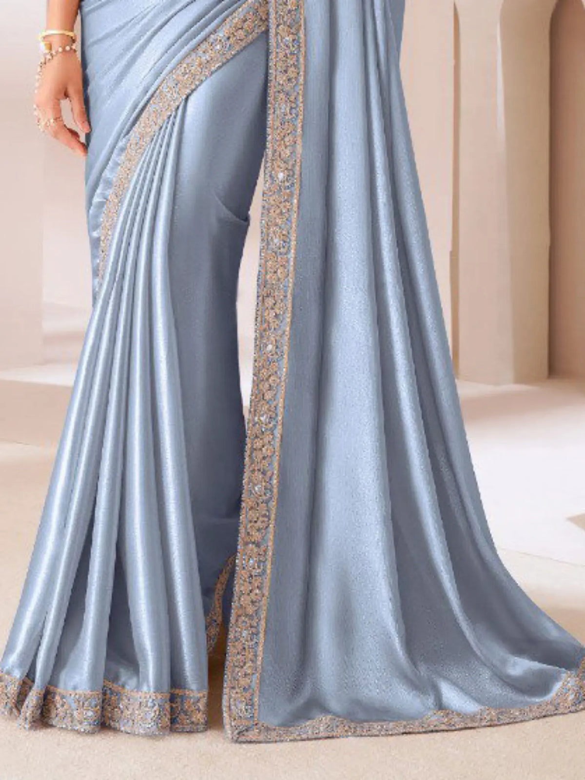 Ice Blue Saree view 2
