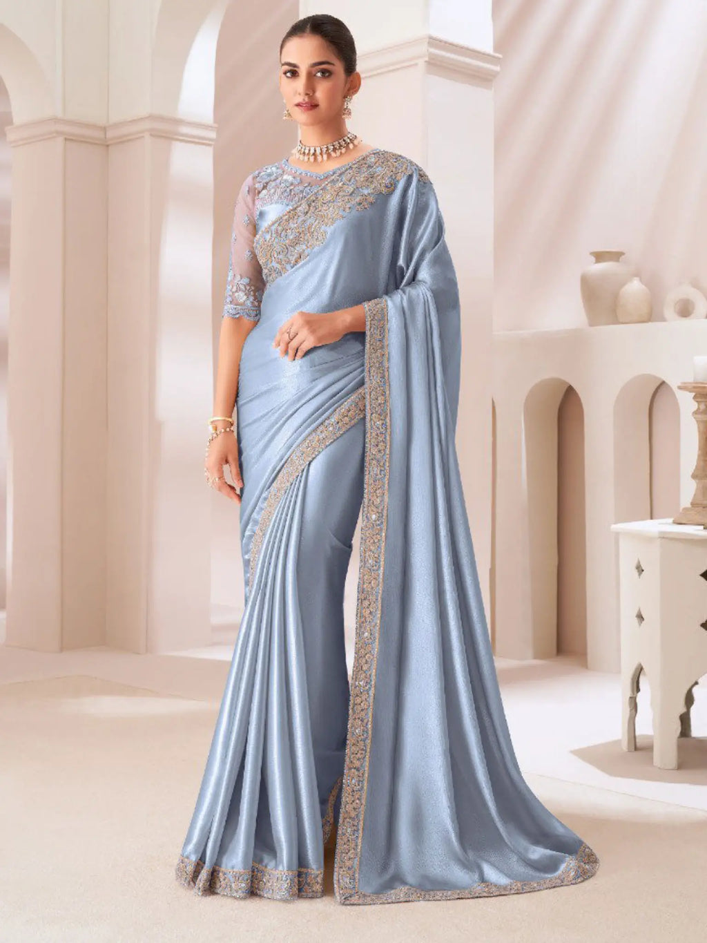 Ice Blue Saree