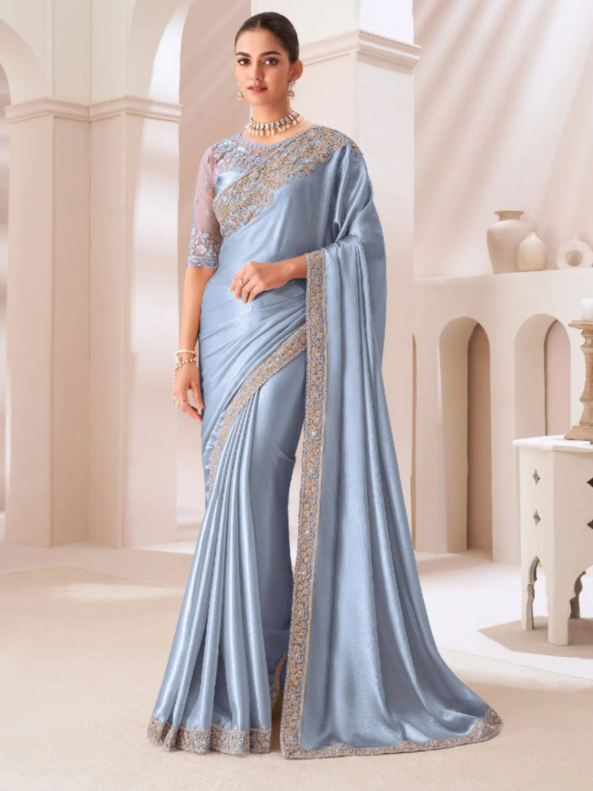 Ice Blue Saree