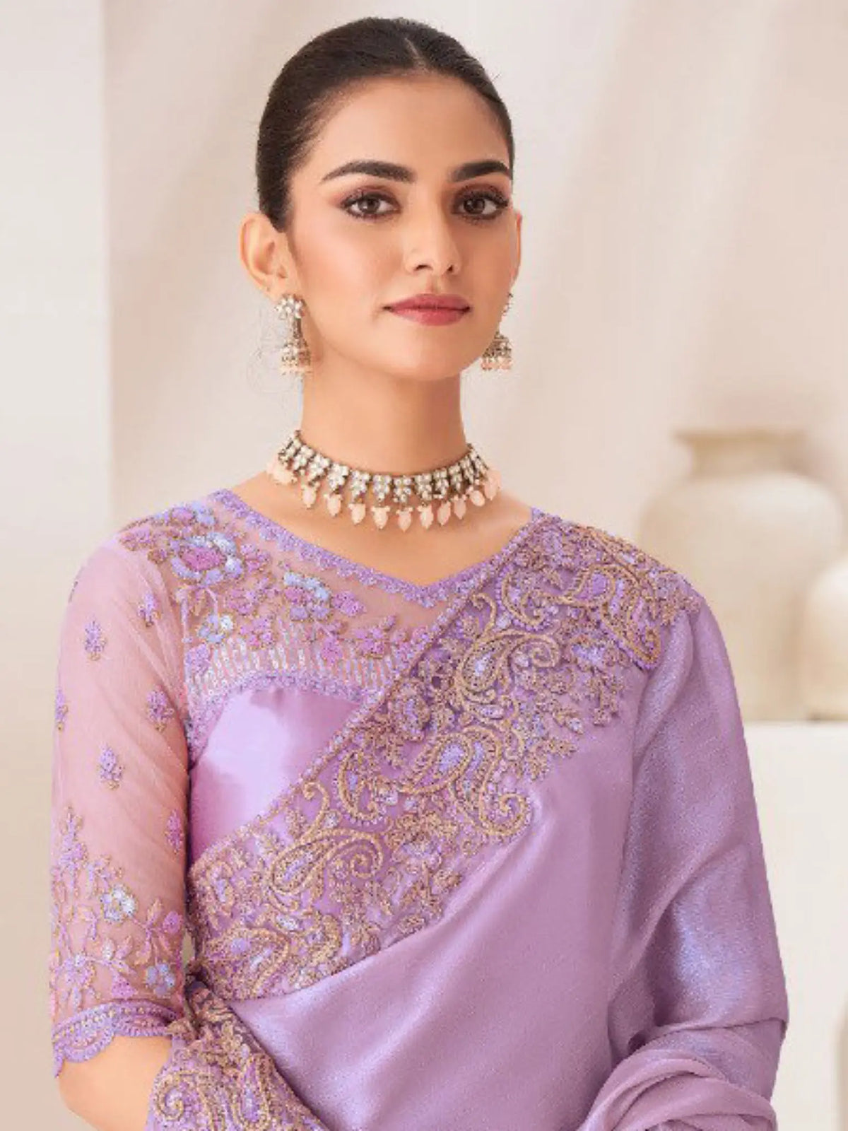 Lavender Saree view 2