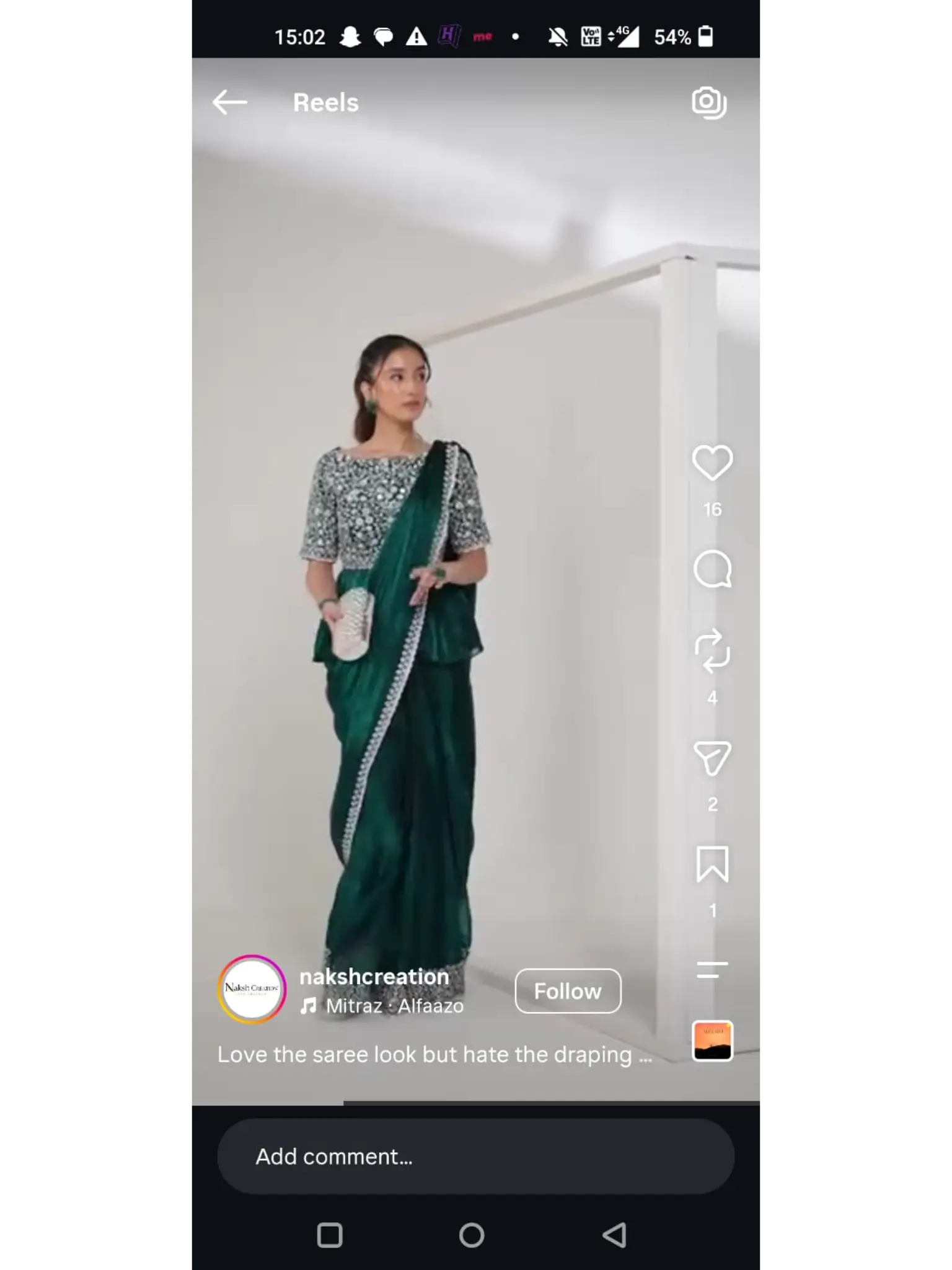 Emerald Green Satin Silk Mirror Work Ready to Wear Drape Saree