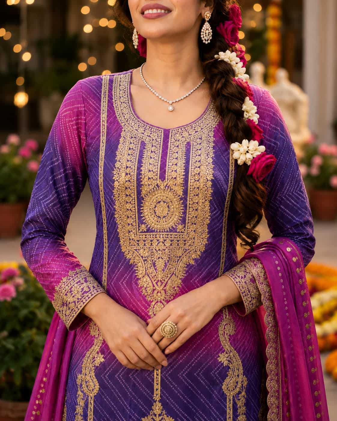 Premium Chinnon Silk Designer Palazzo Suit
