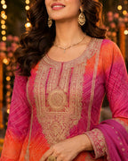Premium Chinnon Silk Designer Palazzo Suit