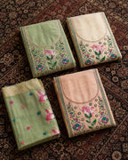 Cream Pure Banarasi Cotton Machine Work Readymade Suit with Banarasi Dupatta