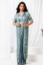 Blue Armani Tulle Premium Quality Work Ready to Wear Saree