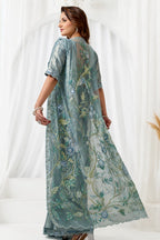 Blue Armani Tulle Premium Quality Work Ready to Wear Saree
