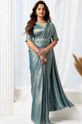 Blue Armani Tulle Premium Quality Work Ready to Wear Saree