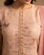 Rose Elegance Pure Cotton Printed Suit Set with Front Handwork