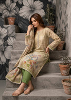 Ivory Garden Pure Cotton Floral Suit Set with Front Handwork