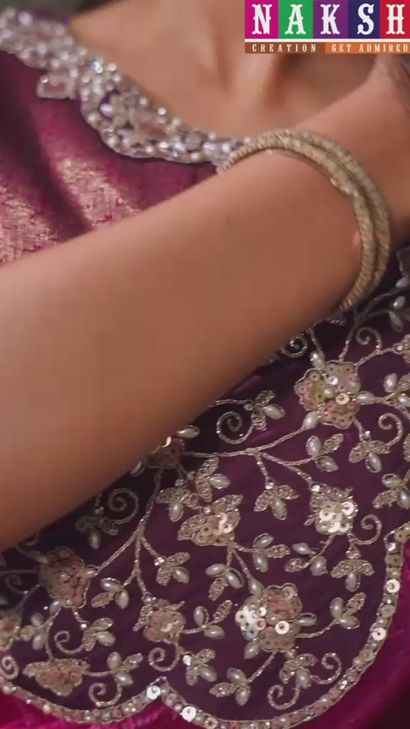 Pink Crush Satin Silk Dual Sequins Embroidered Saree
